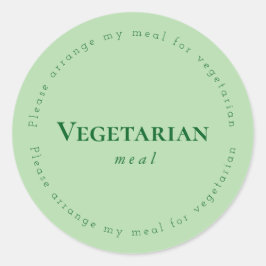Vegitarian meal Request Sticker, Green Runder Aufkleber