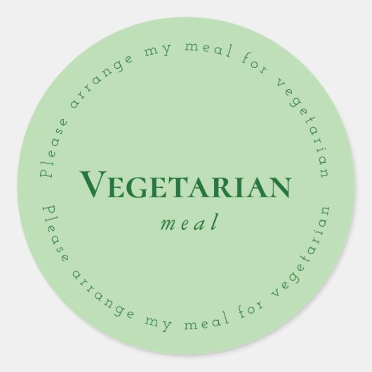 Vegitarian meal Request Sticker, Green Runder Aufkleber (Vorderseite)