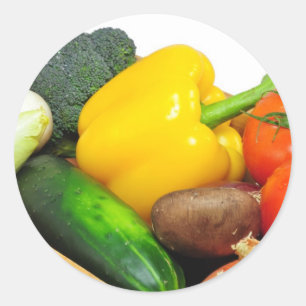 Vegtables in a-Korb Runder Aufkleber