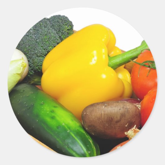 Vegtables in einem Korb Runder Aufkleber (Vorderseite)