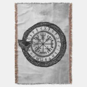 Vegvisier mit Ouroboros und Runen - Graustufen Decke (Vorderseite Vertikal)