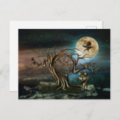 Vegvisier Tree Moon Landschaft Feiertagspostkarte (Vorne/Hinten)