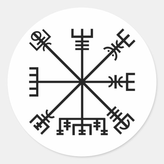 Vegvisier Viking Symbol Runder Aufkleber (Vorderseite)