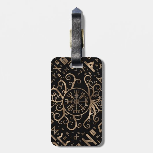 Vegvisir Baum des Lebens Yggdrasil und der Runen Gepäckanhänger (Rückseite vertikal)