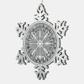 Vegvísir Isländisch Magischer Amuletstave Schneeflocken Zinn-Ornament (Rechts)