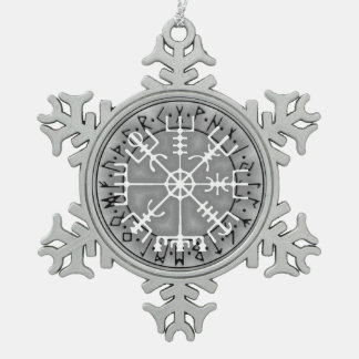 Vegvísir Isländisch Magischer Amuletstave Schneeflocken Zinn-Ornament