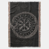 Vegvisir mit Ouroboros und Runen Decke (Vorderseite Vertikal)