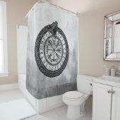 Vegvisir mit Ouroboros und Runen - Grayscale Duschvorhang (Beispiel)
