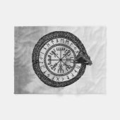 Vegvisir mit Ouroboros und Runen - Grayscale Fleecedecke (Vorderseite (Horizontal))