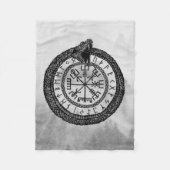 Vegvisir mit Ouroboros und Runen - Grayscale Fleecedecke (Vorderseite)
