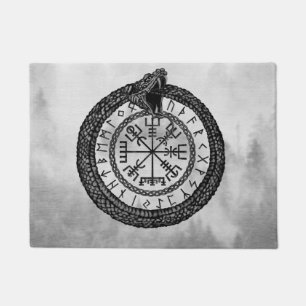 Vegvisir mit Ouroboros und Runen - Grayscale Fußmatte