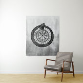 Vegvisir mit Ouroboros und Runen - Grayscale Wandteppich (Beispiel)