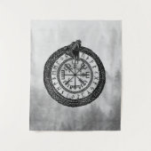 Vegvisir mit Ouroboros und Runen - Grayscale Wandteppich (Vorderseite)