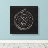 Vegvisir mit Ouroboros und Runen Leinwanddruck (Insitu (Holzboden))