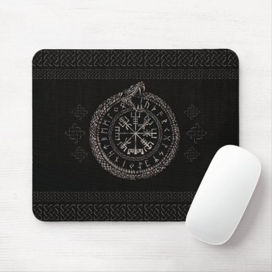 Vegvisir mit Ouroboros und Runen Mousepad (Mit Mouse)