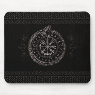 Vegvisir mit Ouroboros und Runen Mousepad