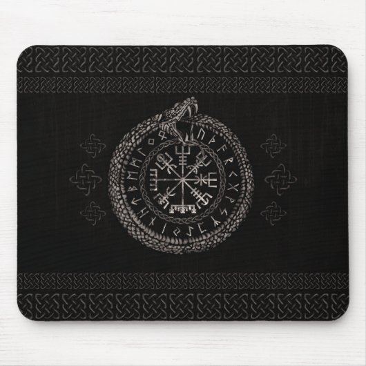 Vegvisir mit Ouroboros und Runen Mousepad (Vorne)