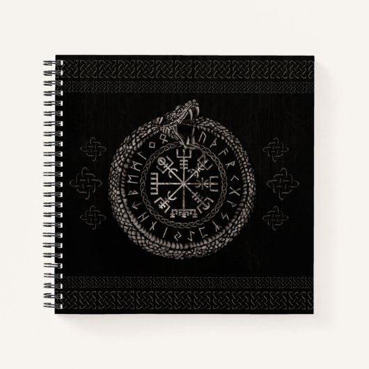 Vegvisir mit Ouroboros und Runen Notizblock (Vorderseite)