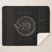 Vegvisir mit Ouroboros und Runen Sherpadecke (Vorderseite (Horizontal))