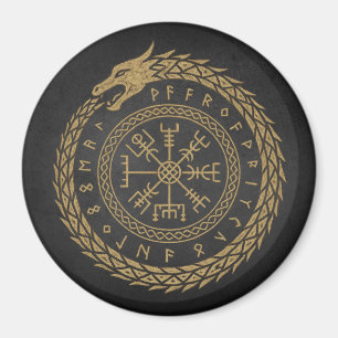 Vegvisir Nordische Schlange Runenkreis Design Magnet