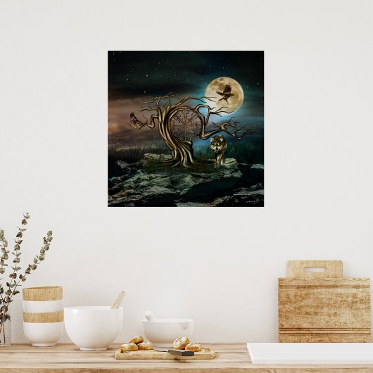 Vegvisir Tree Moon landscape Poster (Küche)