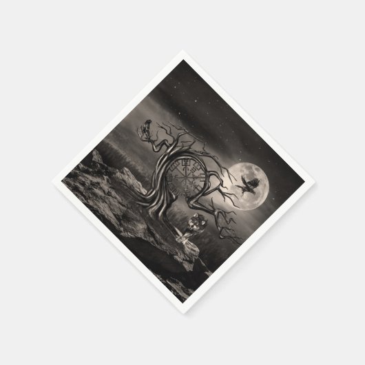 Vegvisir Tree Moon Landschaft - Sepia Serviette (Ecke)