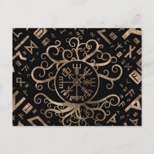 Vegvisir Tree of life Yggdrasil and Runes Postkarte