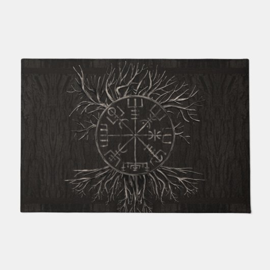 Vegvisir und Baum des Lebens Yggdrasil Fußmatte (Vorderseite)