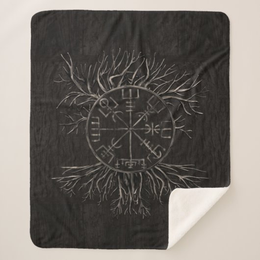 Vegvisir und Baum des Lebens Yggdrasil Sherpadecke (Vorderseite)