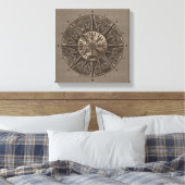 Vegvisir - Viking Compass - Beige Leder und Gold Leinwanddruck (Insitu (Schlafzimmer))