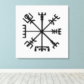 Vegvísir (Viking Compass) Leinwanddruck (Insitu (Holzboden))