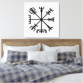 Vegvísir (Viking Compass) Leinwanddruck (Insitu (Schlafzimmer))