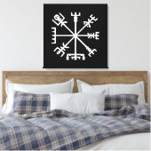 Vegvísir (Viking Compass) Leinwanddruck (Insitu (Schlafzimmer))