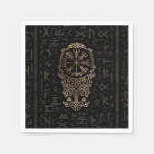 Vegvisir - Viking Compass on Futhark pattern Serviette (Vorderseite)