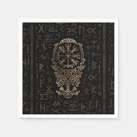 Vegvisir - Viking Compass on Futhark pattern Serviette (Vorderseite)