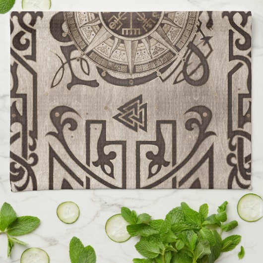 Vegvisir - Viking Compass Ornament Geschirrtuch (Gefaltet)