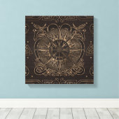 Vegvisir - Viking Compass Ornament Leinwanddruck (Insitu (Holzboden))