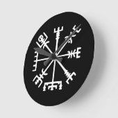 Vegvísir (Viking Compass) Runde Wanduhr (Winkel)