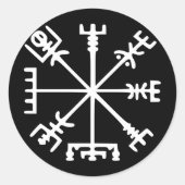 Vegvísir (Viking Compass) Runder Aufkleber (Vorderseite)