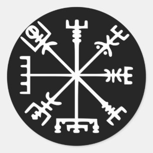 Vegvísir (Viking Compass) Runder Aufkleber
