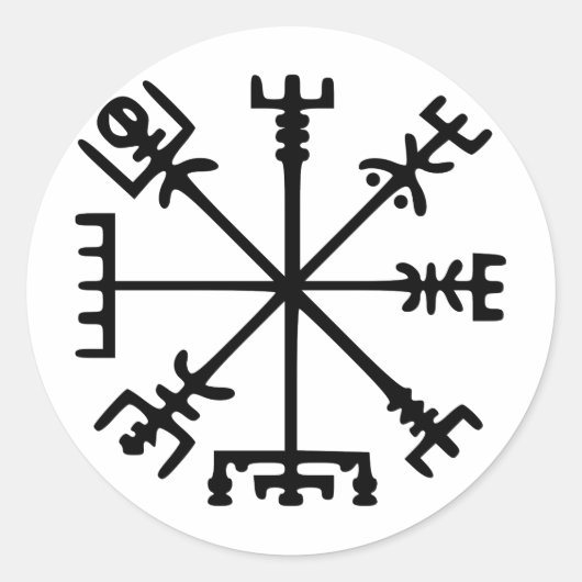 Vegvísir (Viking Compass) Runder Aufkleber (Vorderseite)