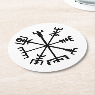 Vegvísir (Viking Compass) Runder Pappuntersetzer