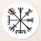 Vegvísir (Viking Compass) Runder Pappuntersetzer (Vorderseite)