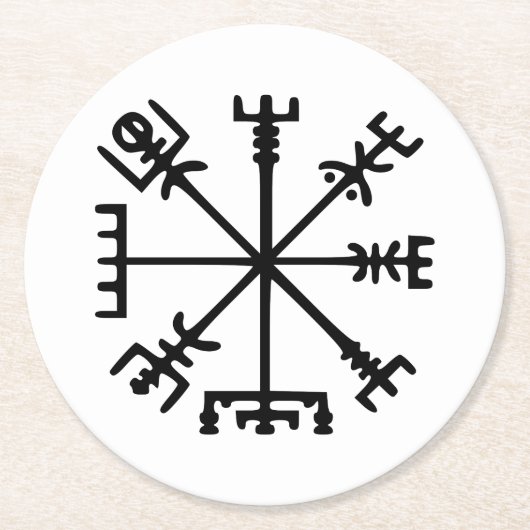 Vegvísir (Viking Compass) Runder Pappuntersetzer (Vorderseite)