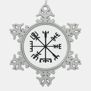 Vegvísir (Viking Compass) Schneeflocken Zinn-Ornament
