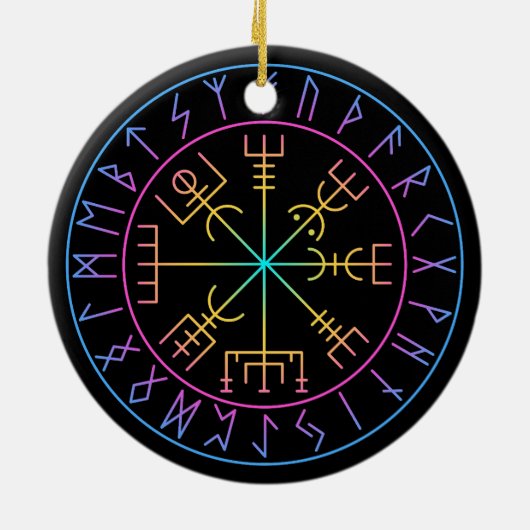Vegvisir Viking Compass Symbol Design Keramik Ornament (Hinten)