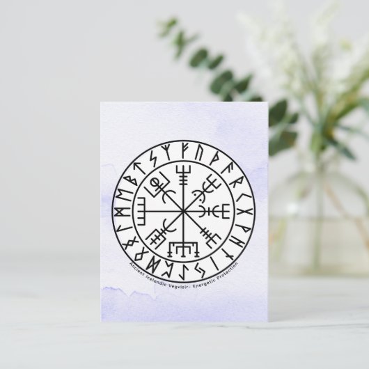 Vegvisir Viking Compass Symbol Design Postkarte (Stehend Vorderseite)
