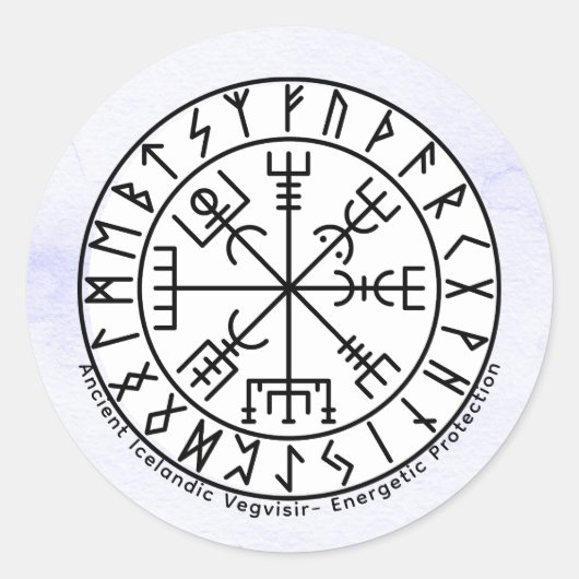 Vegvisir Viking Compass Symbol Design Runder Aufkleber (Vorderseite)