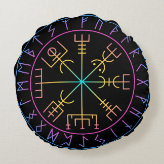 Vegvisir Viking Compass Symbol Design Rundes Kissen
