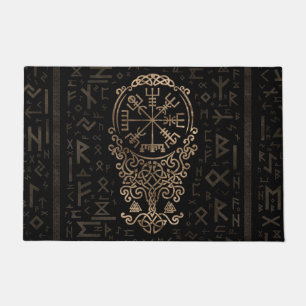 Vegvisir - Viking-Kompass auf Futhark Muster Fußmatte